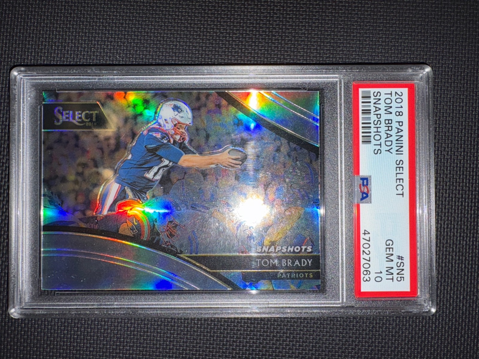 Tom Brady 2018 Panini Select Snapshots Silver Prizm Card #SN-5 Mint 10 - PSA