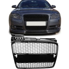 Waben Grill Kühlergrill passend für Audi A4 B7 05-08 Frontgrill Glanz Schwarz