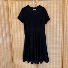 Muxinni Black Floral Lace Fit and Flare Dress XXL Short Sleeve V-Neck Formal
