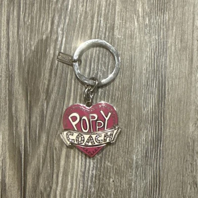 COACH 92738 Poppy Pink Heart Love Pave Crystal Keychain Purse
