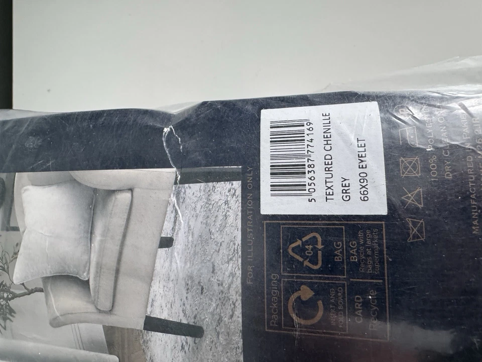 Lovely Curtina Luxury Chenille Soft Grey Eyelet Fully Lined Large Curtains - Image 4 of 4