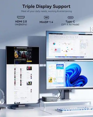 GEEKOM - Air12 Mini PC with 12th Gen Intel N100 16GB DDR5 RAM