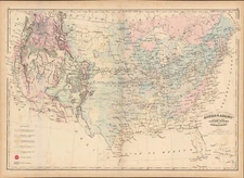 1872 Asher & Adams United States Geological antique map 24.4" x 17.5 nice color