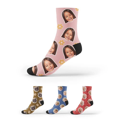 PERSONALISIERTE Fotosocken maßgeschneiderter Druck schnell trocknend rutschfest 210 GSM dick hergestellt in Großbritannien