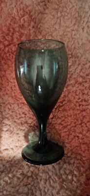 Set Of 4 Vintage Libby Teardrop Juniper Green Gold Rim Water/wine Glasses 