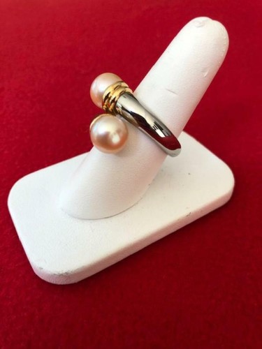 Anillo retorcido de perlas de acero inoxidable T&T talla 8 1/2 nuevo sin etiquetas - Imagen 4 de 6