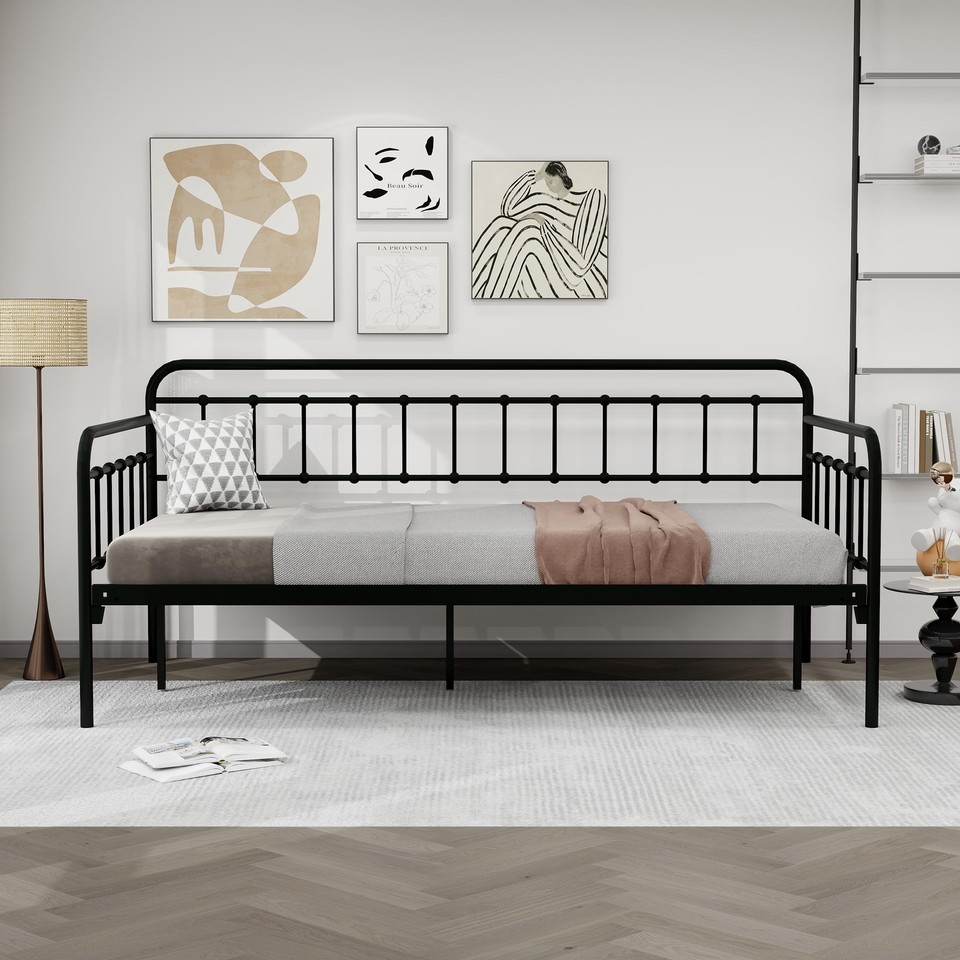 Functional Twin Size Japanese Black Metal Daybed - Versatile Single Bed Frame | eBay