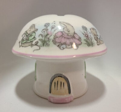 Mrs. Rabbit Elizabethan Staffordshire Fine Bone China White Mushroom 3''Coin Bank