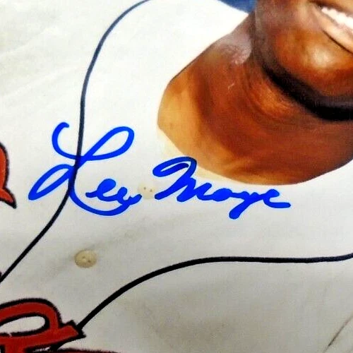 1990'S MLB LEE MAYE AUTOGRAPHED PHOTO ATLANTA BRAVES BASEBALL INFIELDER RARE - Image 3 of 4