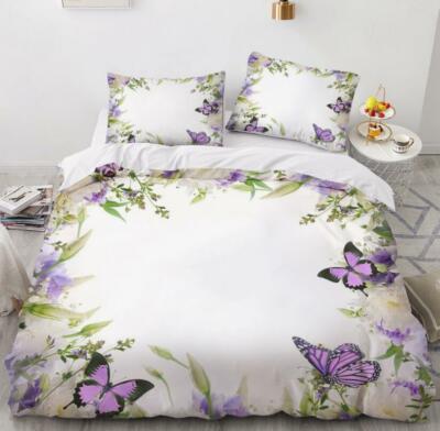 3D Lila Blume NAM92006 Bett Kissenbezüge Decke Bettdecke Abdeckung Set Fay