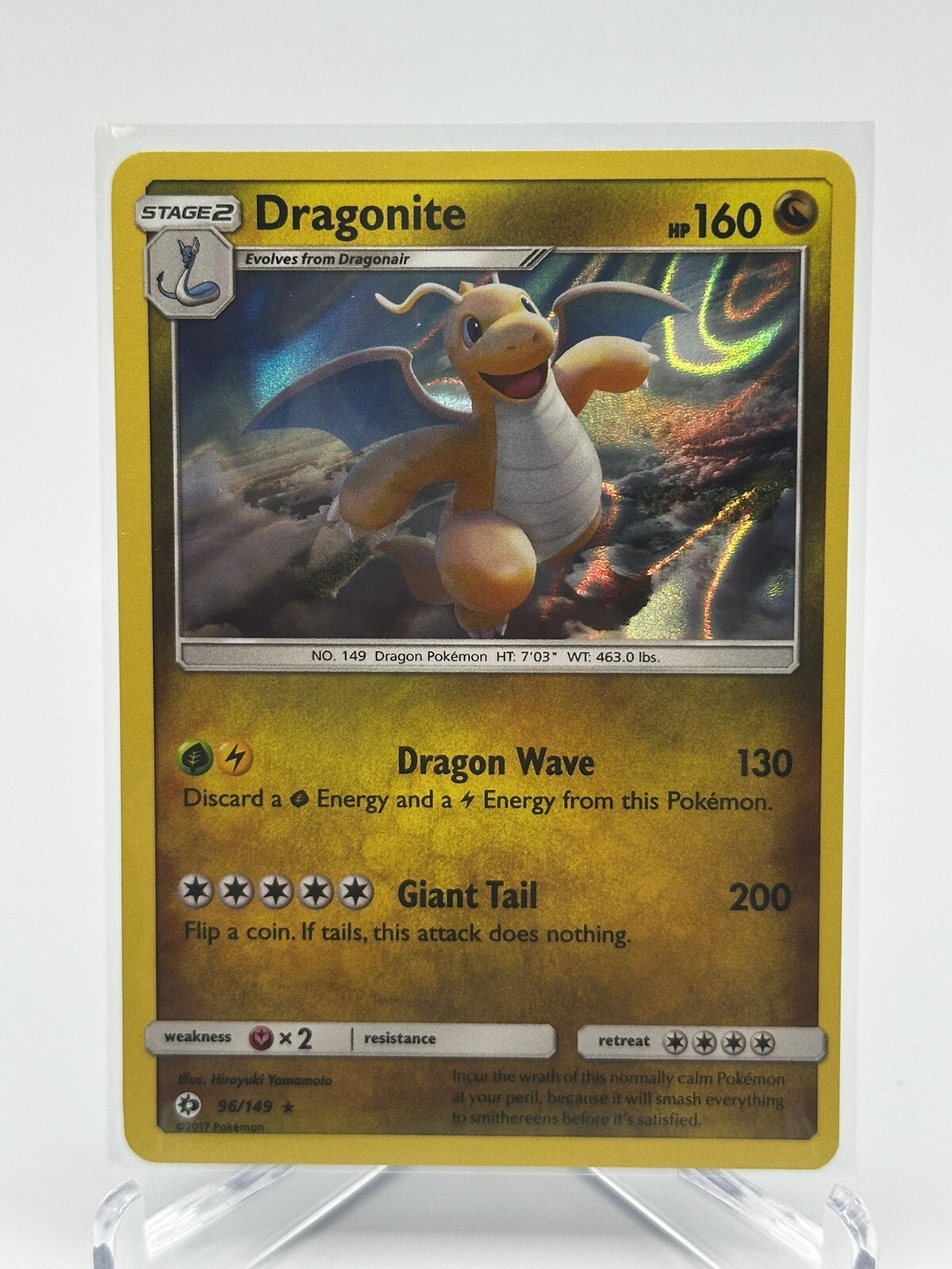 Pokémon TCG Sun & Moon Base Set - Dragonite 96/149 Holo Rare NM