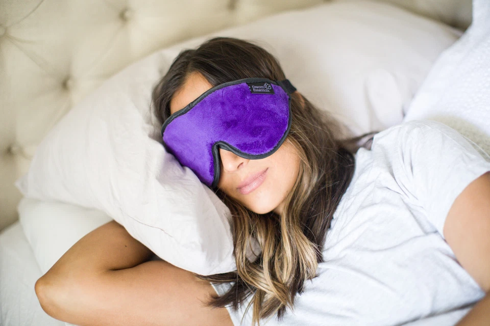 Dream Essentials Escape Luxury Travel Sleep Mask w/Carry Pouch & Earplugs Purple - Image 2 of 4