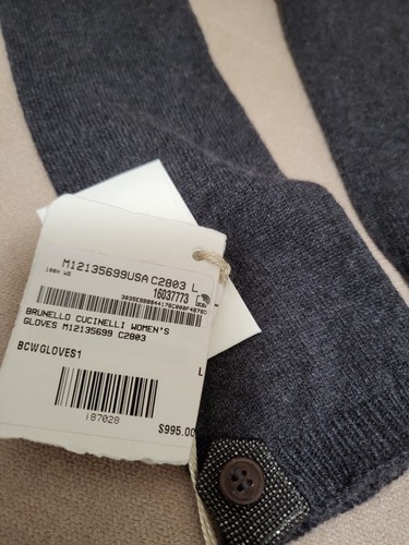 995$ BRUNELLO CUCINELLI WOMENS KNIT CASHMERE LONG GLOVES SZ:L.Made In ITALY - Picture 7 of 15
