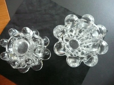 Lot de 2 Bougeoirs porte bougie en verre VMC Reims FRANCE tbe - Photo 1/3
