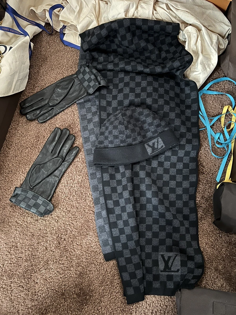 Louis Vuitton Damier Scarf,gloves,beanie