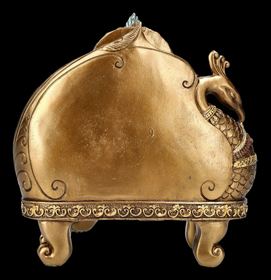 Ganesha Figur auf Pfauen Thron - Asiatische Deko Elefanten Energie Buddha H 18,5 - Bild 4 von 4