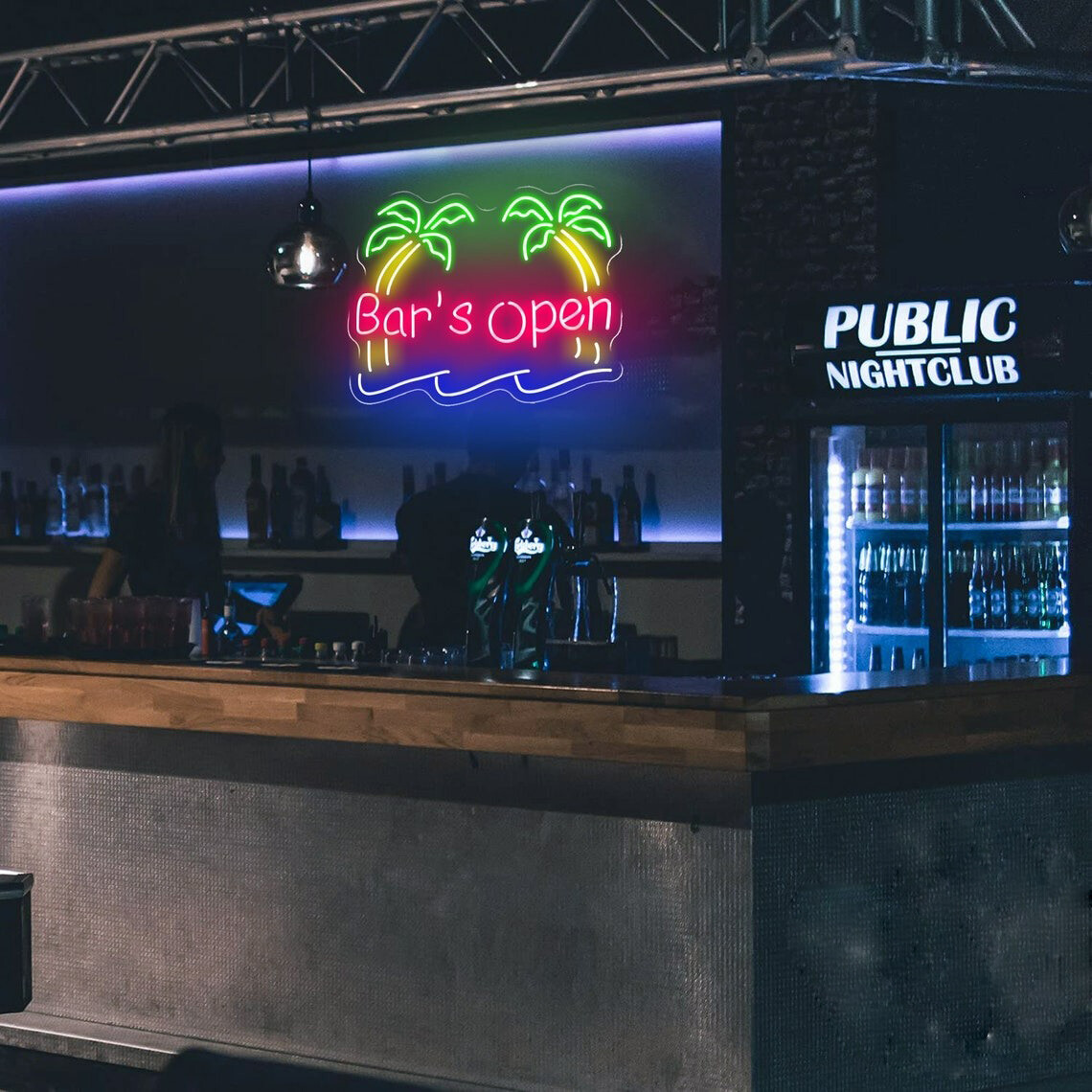 Bar's Open Neon Sign,Neon Bar Decor, for Man Cave Beer Bar,Home Bar Night Light
