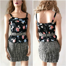 🆓US🛃  vintage DOLCE & GABBANA D&G floral silk top and wool skirt Dress IT 40