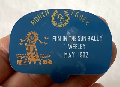 Vintage Plastik Souvenir SPASS IN DER SONNE Rallye Medaille WEELEY North Essex CC 1992