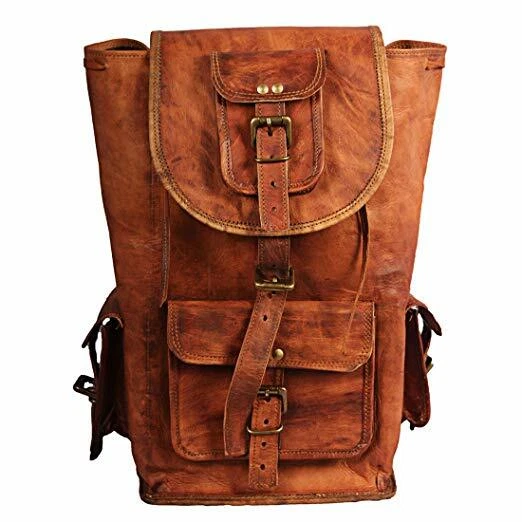 Genuine vintage Quality Leather Bags Rucksack Backpack Travel Walking Handmade