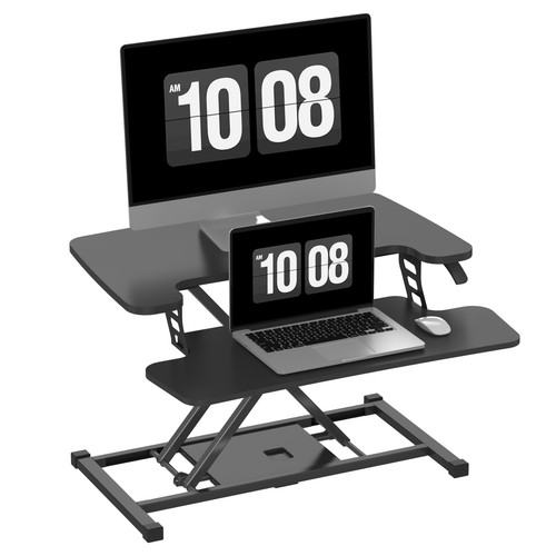 FunniHomi Standing Desk Converter Height Adjustable with Keyboard Tray, Black - Picture 16 of 49