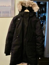 Nwt Nobis Meridith Parka Jacket L Black Down Fill Real Fur Trim Hood Hudsons Bay