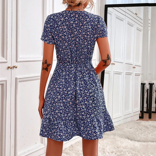 Damen Boho Strand lose Blumen Sommerkleid S-2XL Damen Sommer Urlaub Kleid - Bild 16 von 24