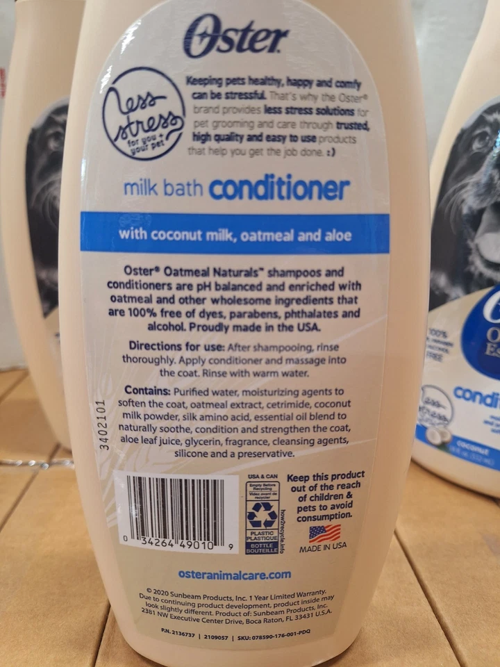 Oster 燕麦粉必需品牛奶浴护发素椰子香味 4 瓶! — 第 3/4 张图片