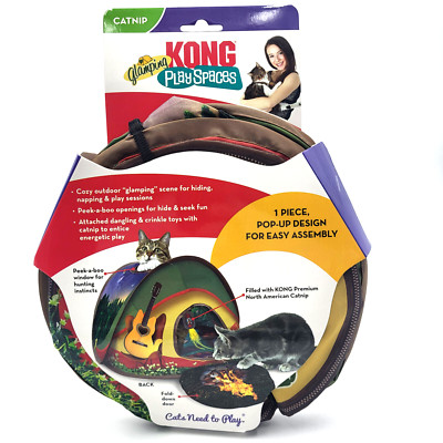 Kong Play Spaces Glamping Tent with Bat A Bout Catnip Cat Kitten Toy 12x18x25''
