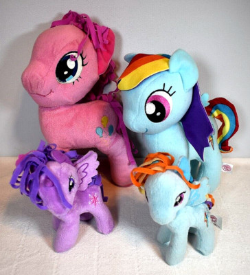 My Little Pony PLUSH - Pinkie Pie, Rainbow Dash x 2, Purple Twilight Sparkle (4)