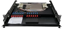 12 Fiber 1RU Rack Mount w/12 ST/UPC Simplex Adapters, Singlemode Pigtails Tray