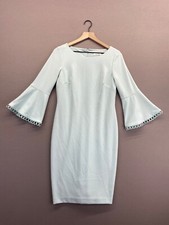 Calvin Klein Womens Blue Midi Dress Bell Sleeve Scoop Neck Bodycon Size 8