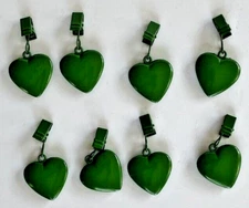Vintage Green Hearts Picnic Tablecloth Weights Set 8 Drapery