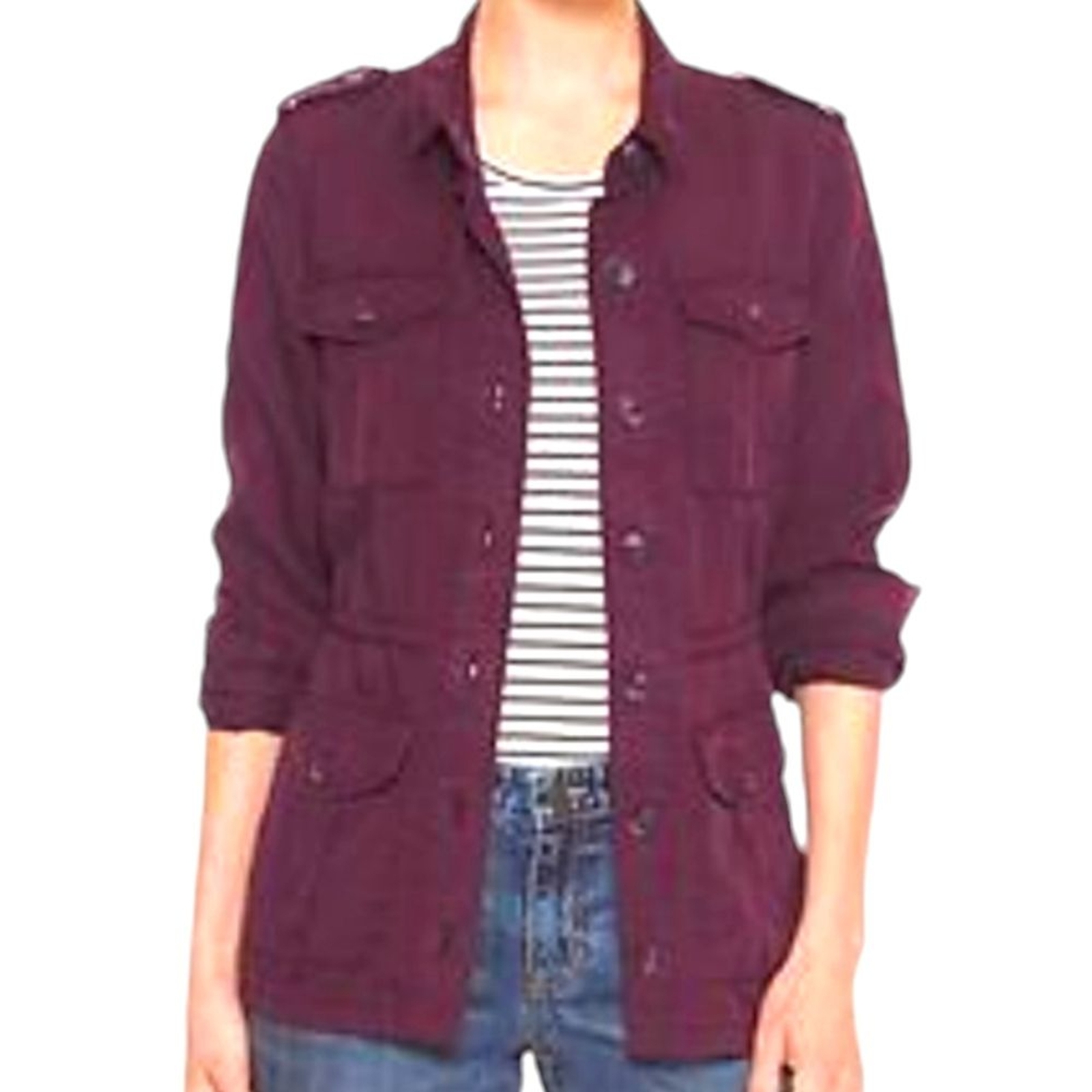 Gap Utility Cargo Jacket Lightweight Aubergine Pu… - image 12