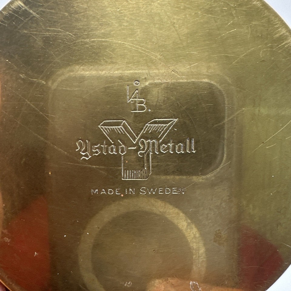 Ystad Metall Swedish Brass Candle Stick Holder Pair Lily Vtg Bjork