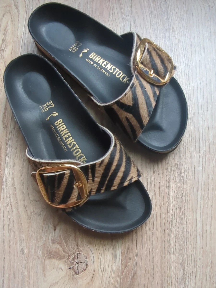 Birkenstock Madrid Big Buckle Calf Hair Zebra Sandals Womens 6-6.5 EU 37