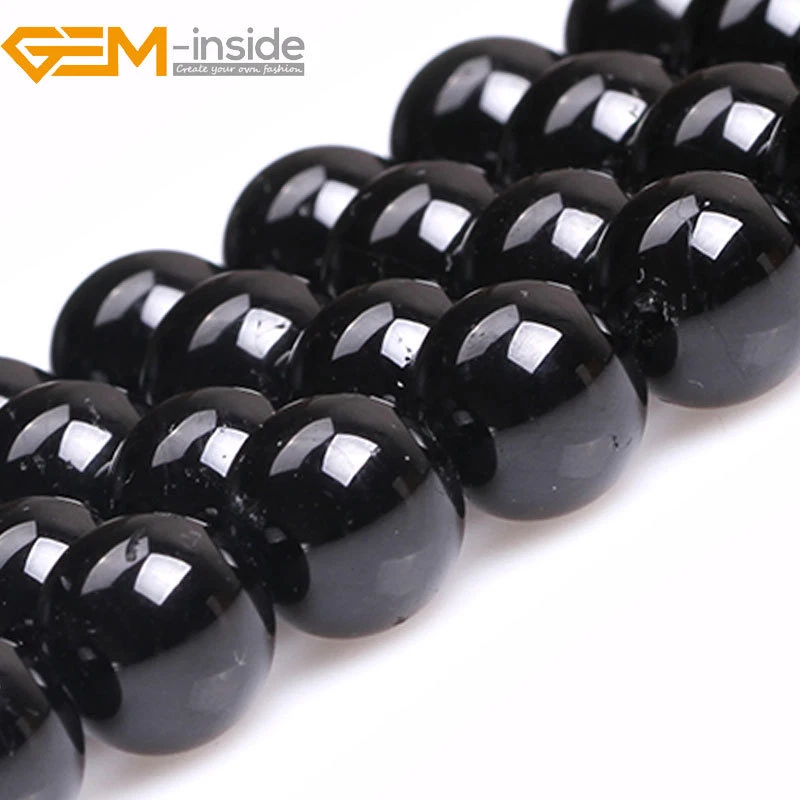 Natural Black Tourmaline Gemstone Round Loose Beads For Jewellery Making 15" UK - Image 4 of 4