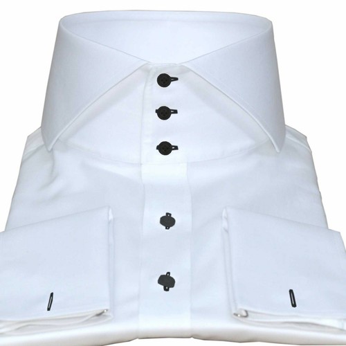 hommes chemise blanche boutons noirs 