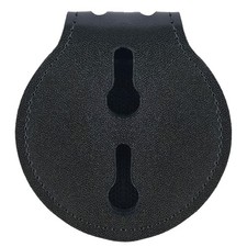 Black Cowhide Universal Police Badge Holder, Sheriff's Holder Round