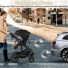 3-in-1 Newborn Stroller Folding Convertible High Landscape Toddler Stroller
