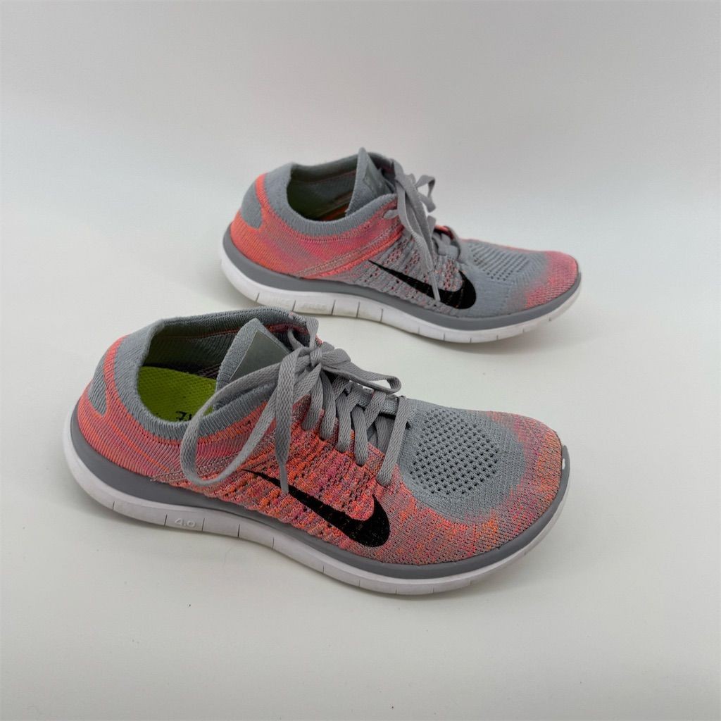 Nike Free 4.0 Flyknit Women's Running Shoes Gray/Pink Size 7.5