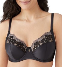 WACOAL Side Note Lace-trim Underwire Bra In Black