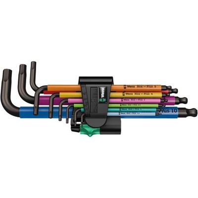 Wera 950/9 Hex-Plus Multicolor L-Key Set with Ball-End, Easy-Grip Handles &
