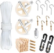 Clothesline Kit Outdoors Clothes Line Pulley Kit 164ft Polyester Clothes Line