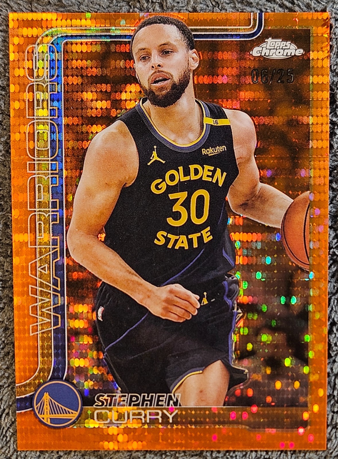 2025 Topps Chrome #201 Stephen Curry Orange Pulsar Refractor /25 Warriors