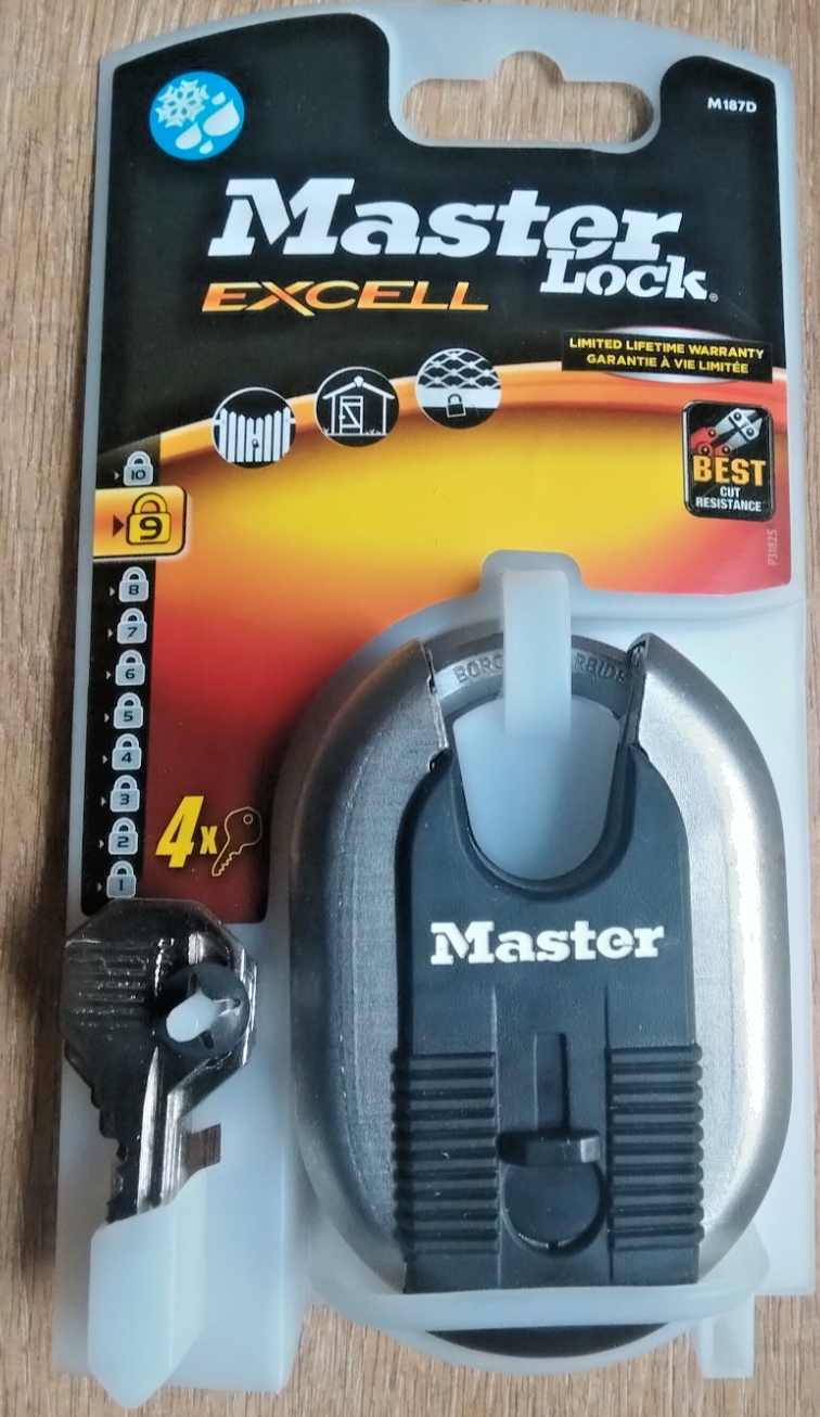 MASTER LOCK EXCELL M187D PADLOCK WITH 4 KEYS SECURITY 9 BY MASTERLOCK M187EURD