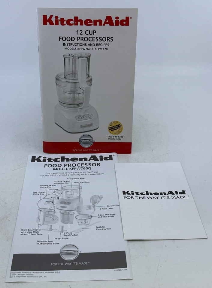 KitchenAid Food Processor KFPW760 KFPM770 12 Cup Manual Instructions | eBay