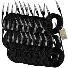 (24 PACK) 20FT Guitar Cables | FAT TOAD Patch 1/4 Speaker Wires 24AWG Keyboard