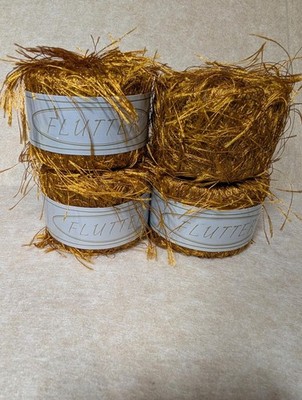 4 balls FLUTTER Eyelash novelty yarn Gold Copper  #69  Turkey Polyester 20g/75y