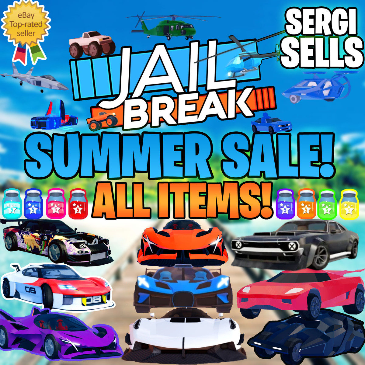 ️¡OFERTA DE VERANO! Todo limpioCoches y másROBLOX JAILBREAK |✅Entrega rápida